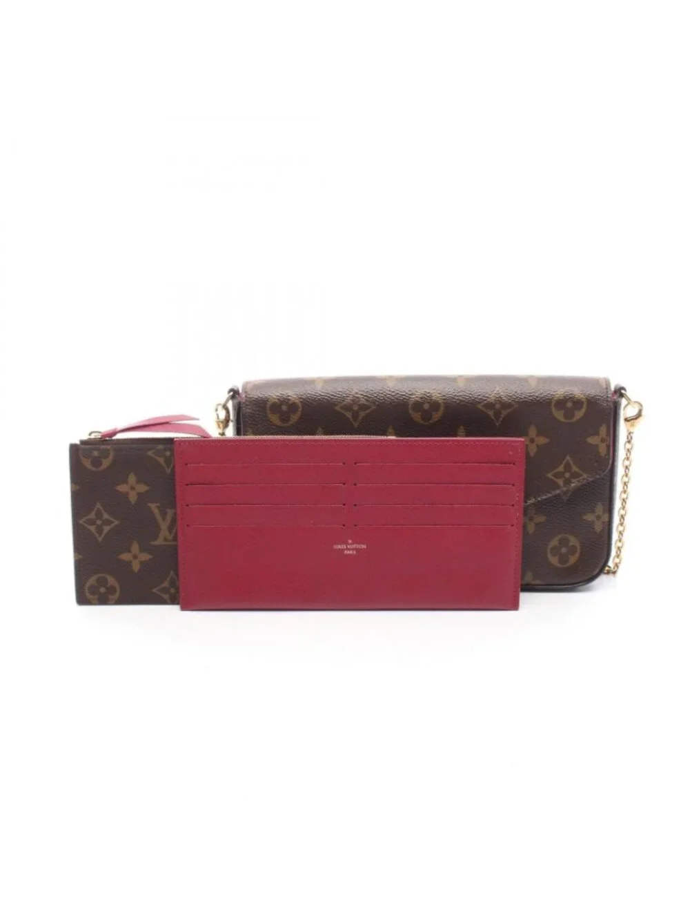 Louis Vuitton Shoulder Bag Pochette Felicie Monogram Fuchsia Canvas Leather
